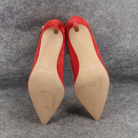 Charles David Shoes Womens 9 Pumps Ankle Strap Suede Red Pointed Toe Formal Sexy - Picture 13 of 16